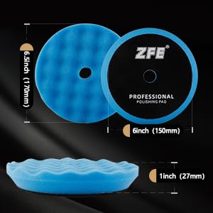 ZFE Buffing Polishing Pads  ZFE 7Pcs 6 ""(150mm) Waffle Foam Buffing Pads Polishing Pads Wool Pad Kit for 6Inch Backing Plate RO/DA/GA Car Polisher Boat Compounding  Polishing and Waxing - Image 2